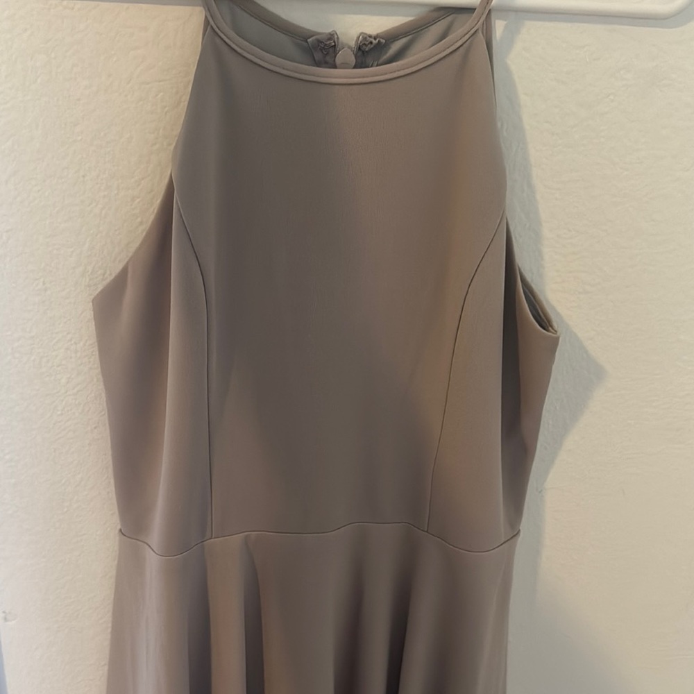 Lulu's Blue Gray Halter Sheath Midi Dress